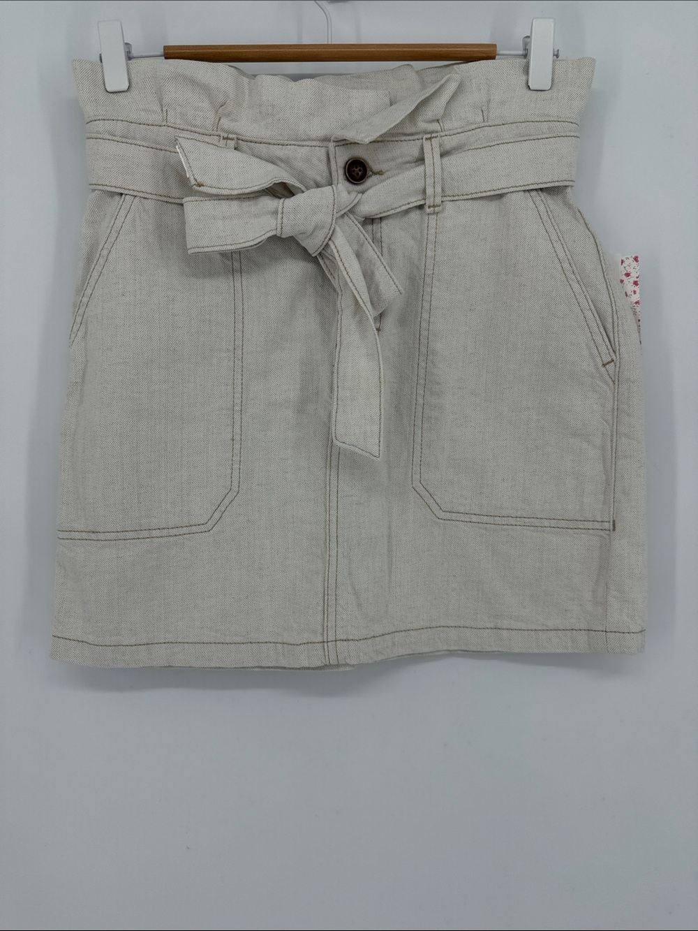 Free People Splendor in the Grass Skirt Oatmeal Belted Mini Size 6 NWT